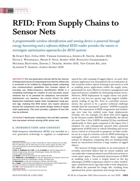 RFID: From Supply Chains to Sensor Nets 